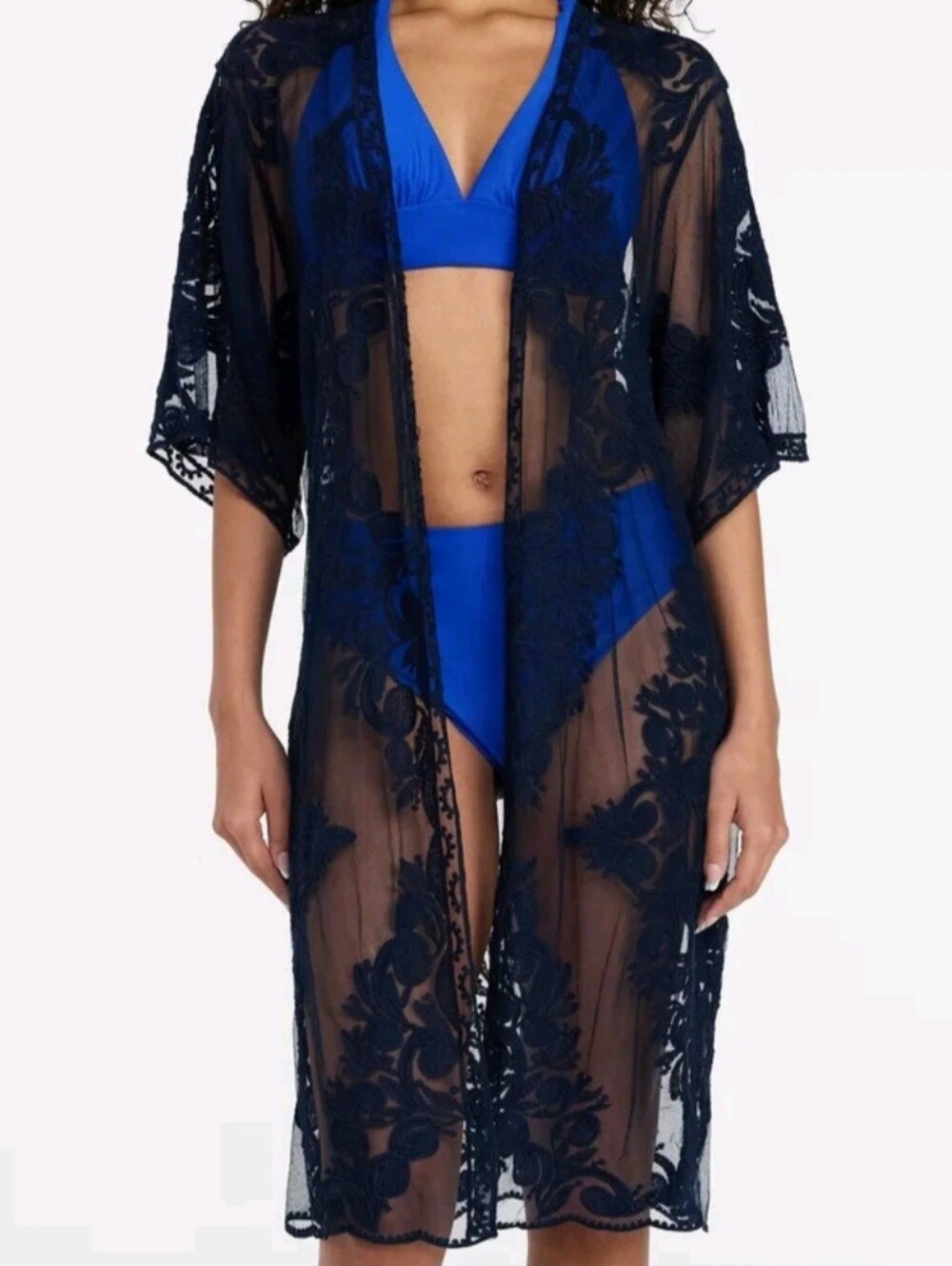Gorgeous Navy Blue Lace Coverup